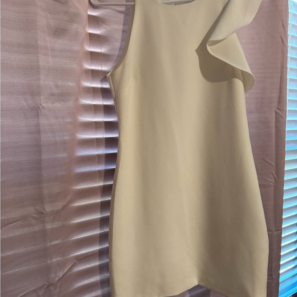 Lulu's One Shoulder Cream Dress